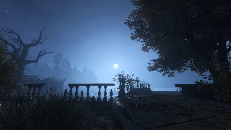 Moonlit Balcony at Night — Blue