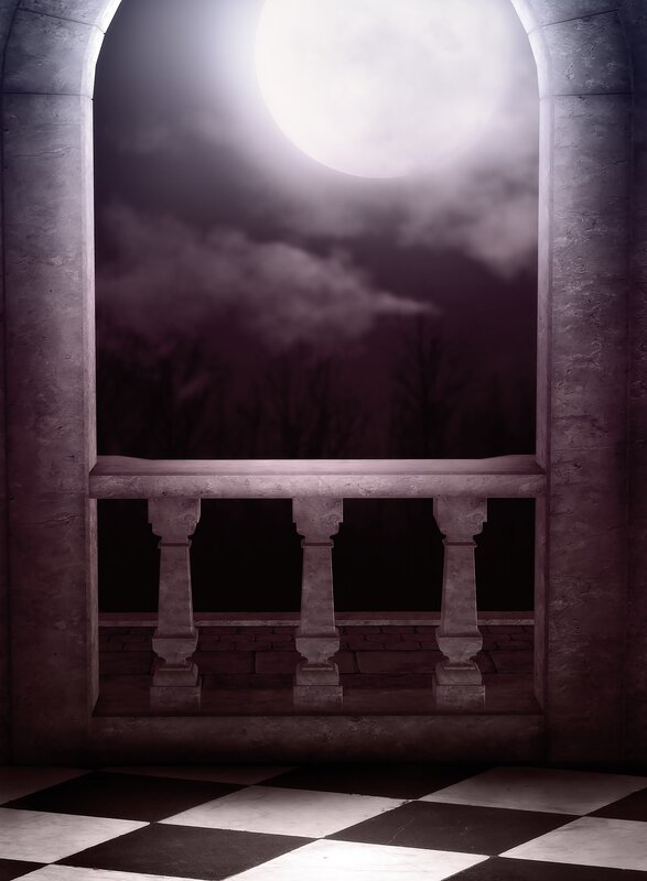 Moonlit balcony view