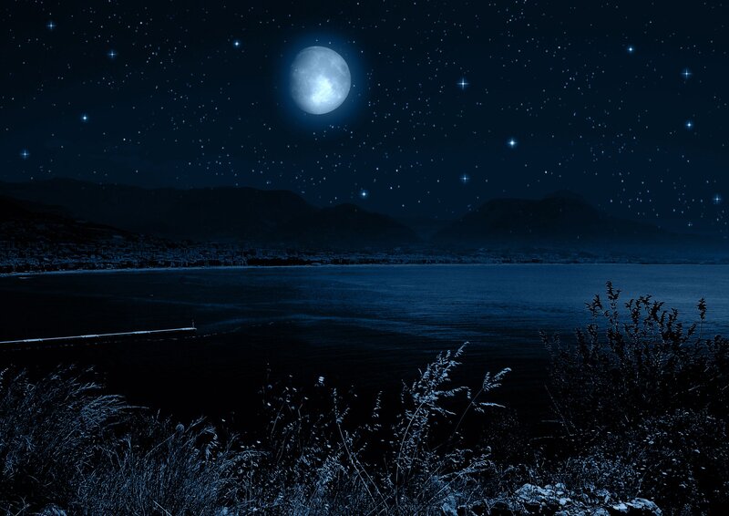 Moonlit Bay at Night