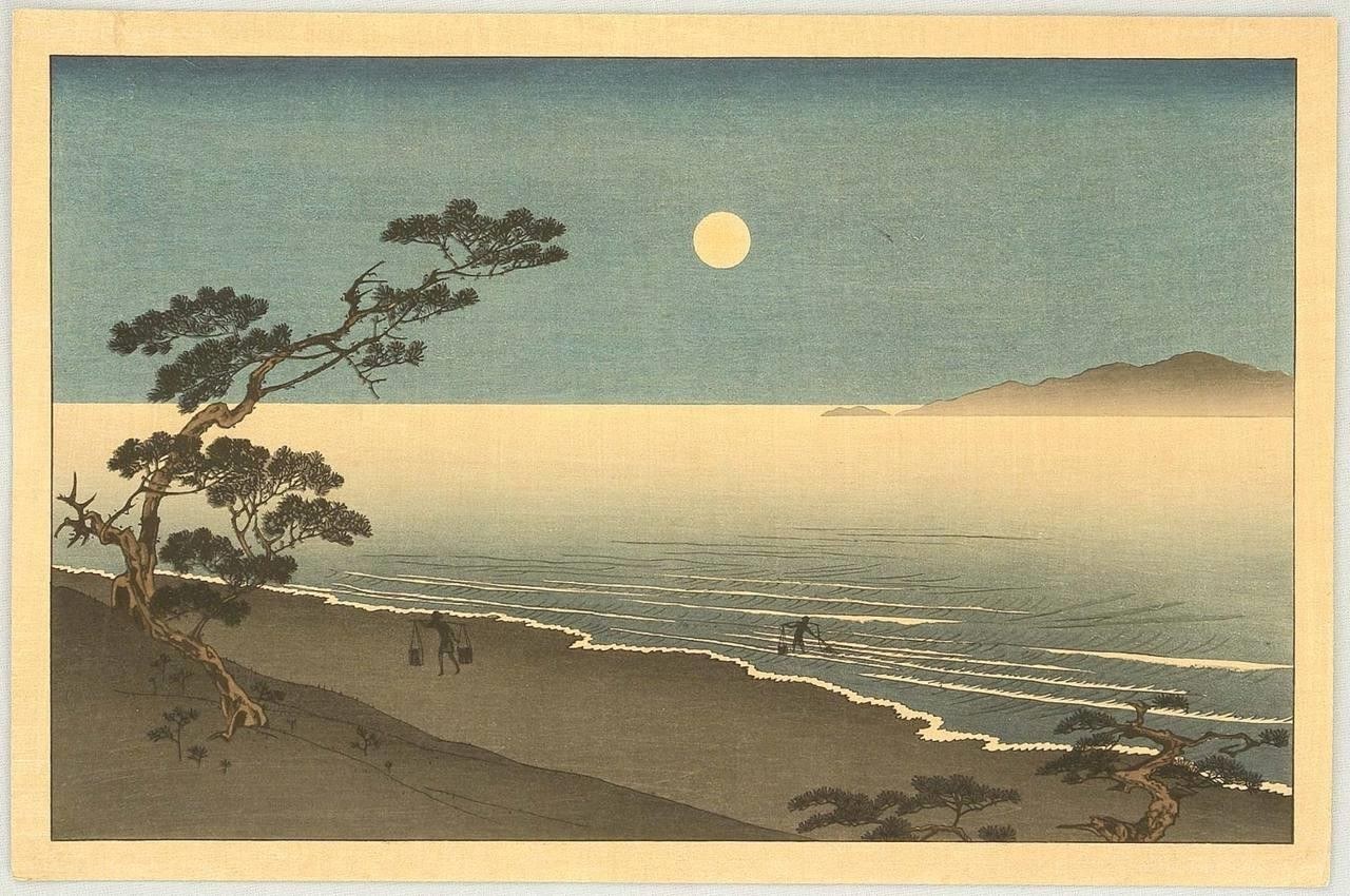 Moonlit Beach at Night