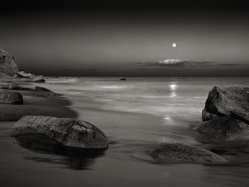 Moonlit Beach at Night — Black
