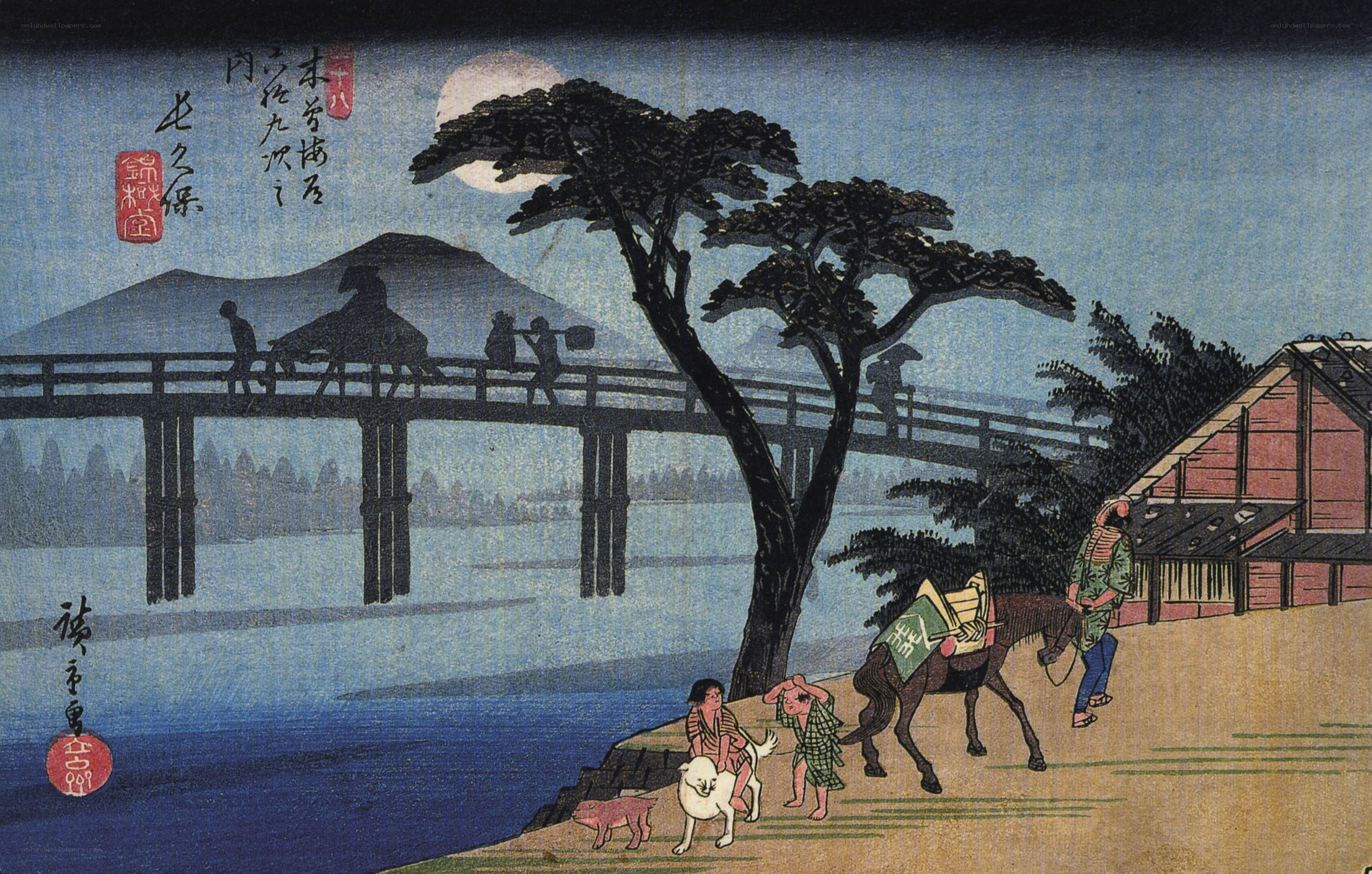 Moonlit Bridge at Night