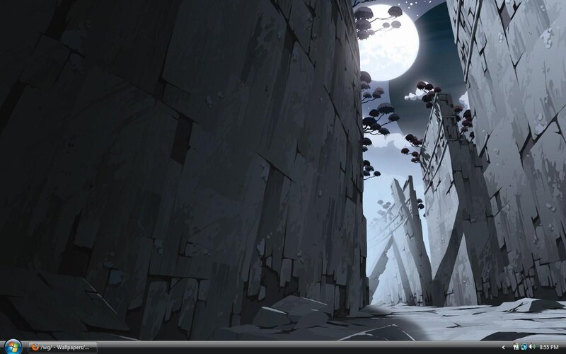 moonlit canyon landscape