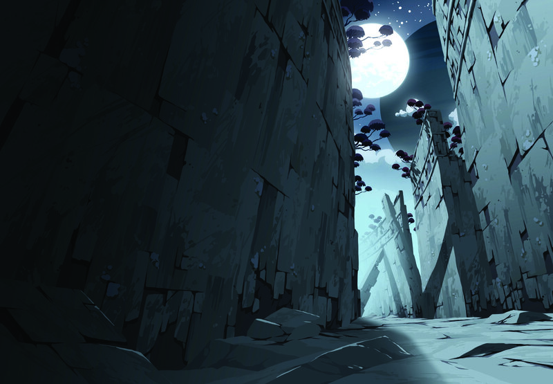 moonlit canyon path