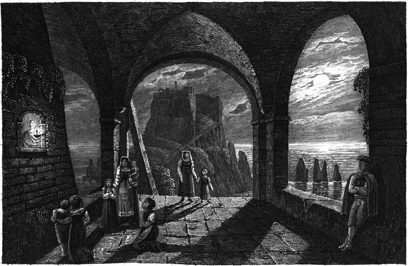 Moonlit castle scene