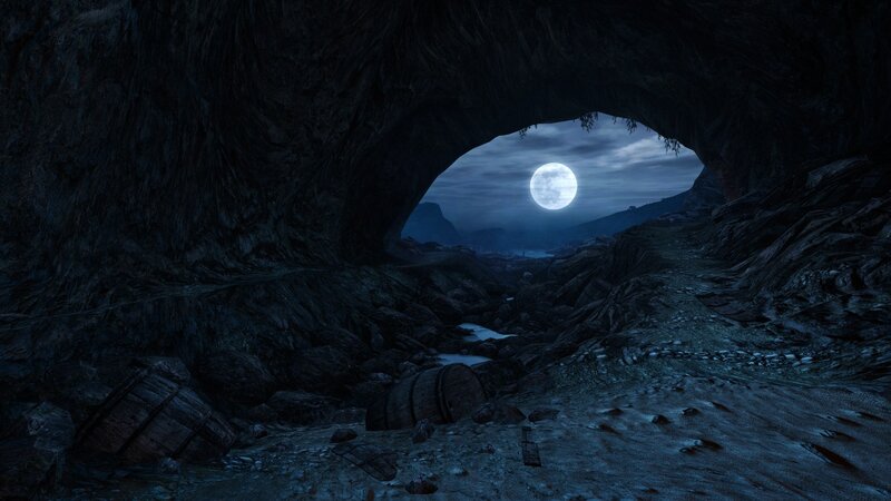 moonlit cave entrance