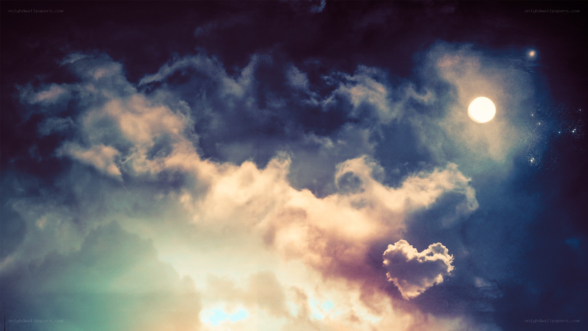 Moonlit clouds at night