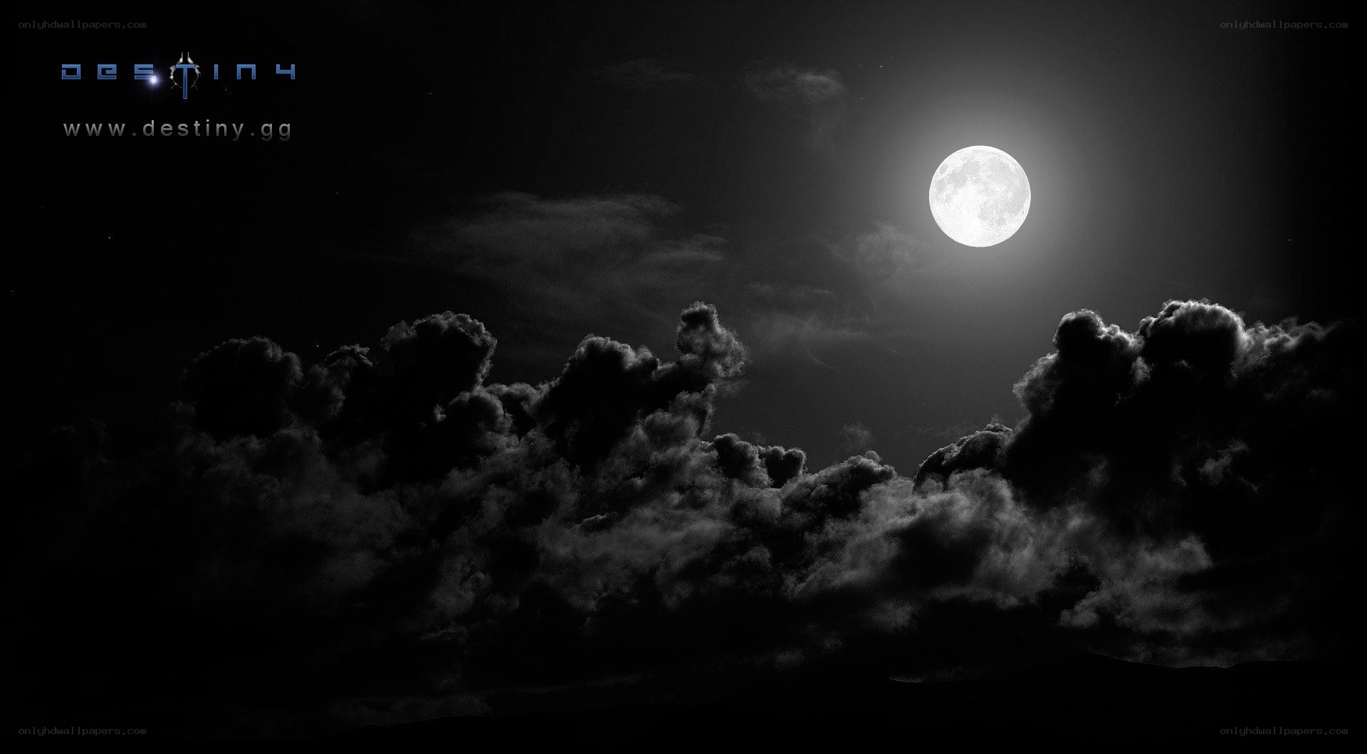 Moonlit clouds at night