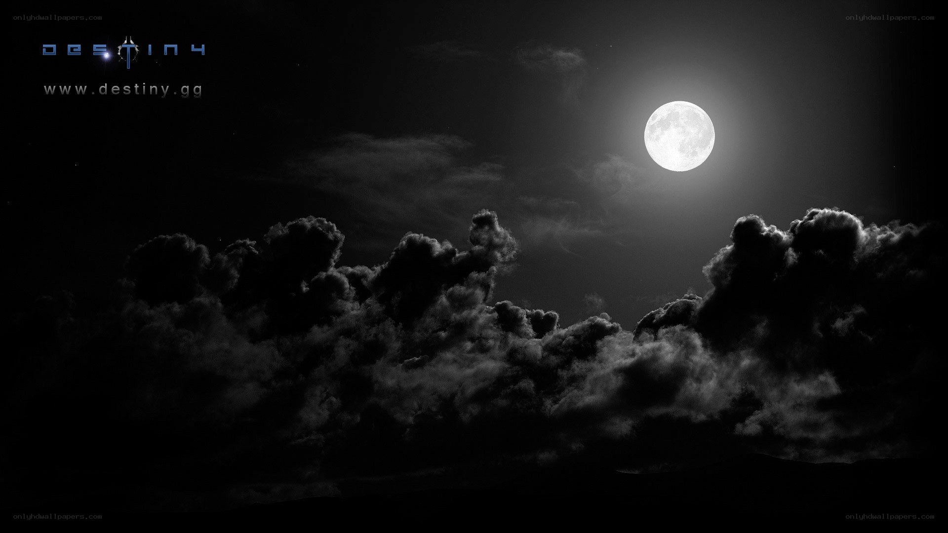 Moonlit clouds at night