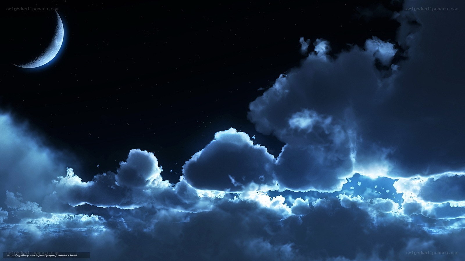 Moonlit clouds at night