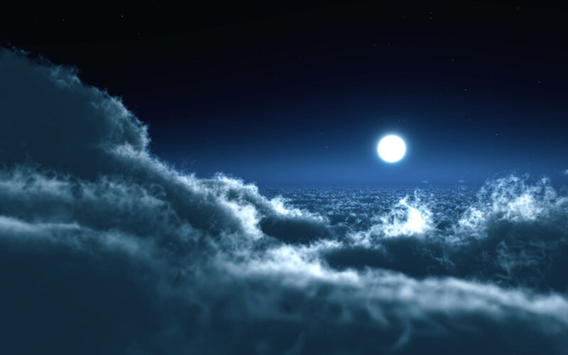 Moonlit clouds at night