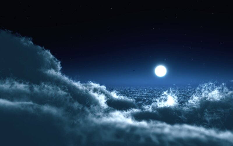 Moonlit clouds at night