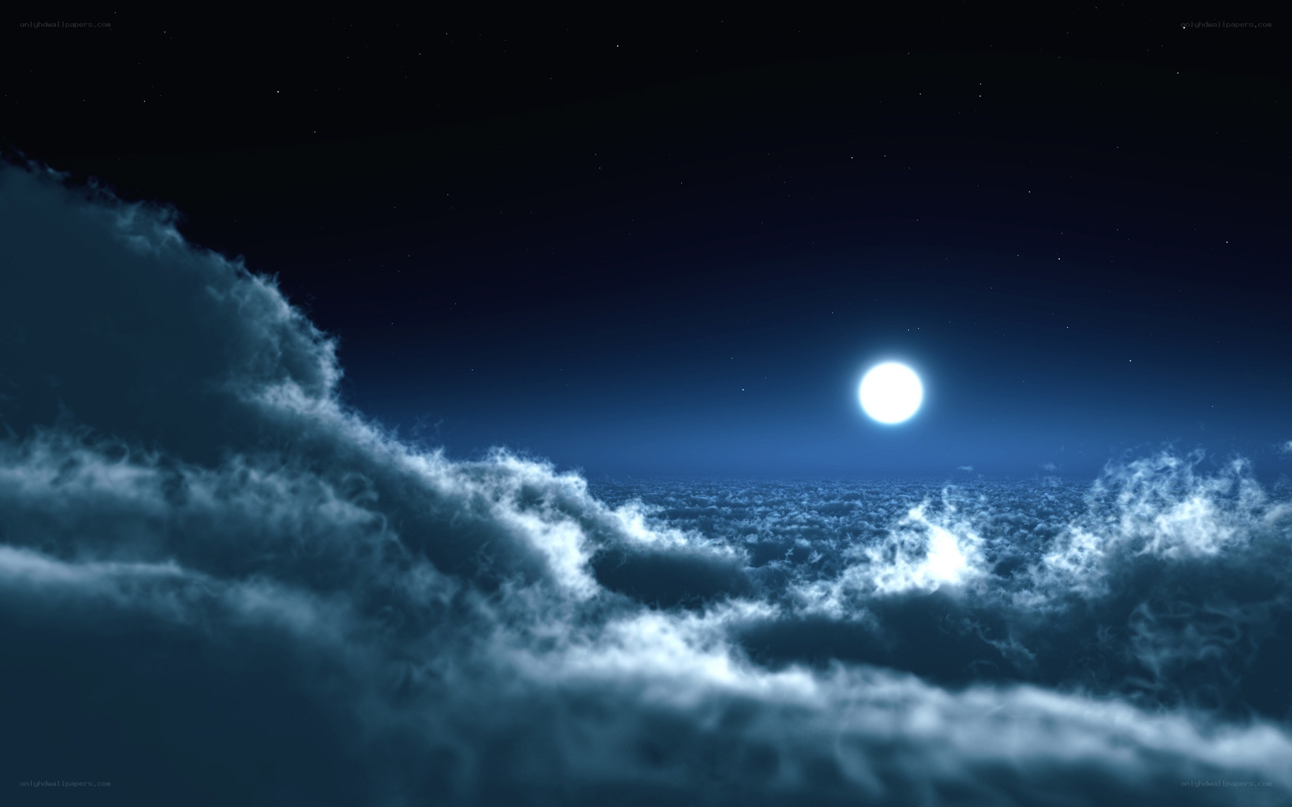 Moonlit clouds at night