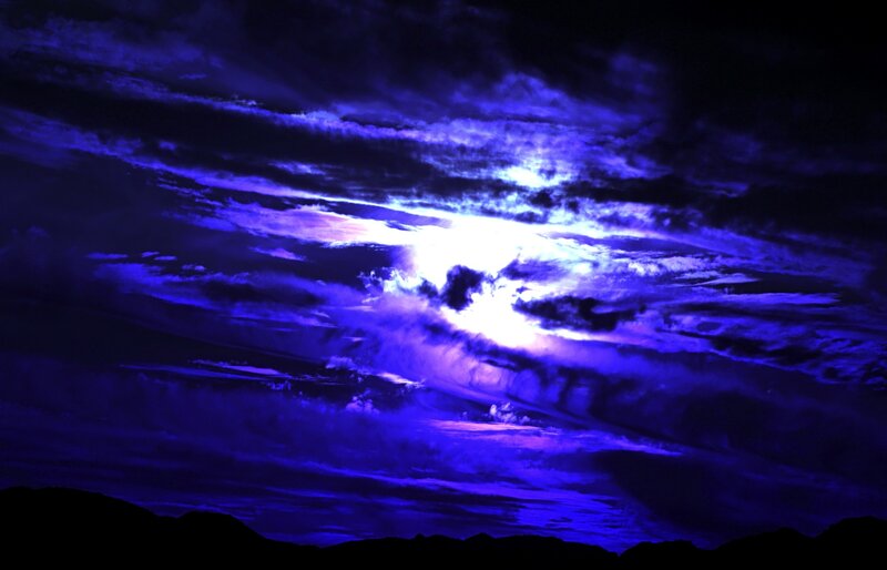 Moonlit Clouds over Mountains — Blue