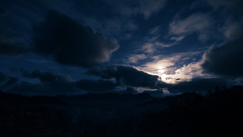 Moonlit Clouds over Mountains — Dark Blue