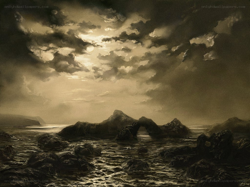 Moonlit coastal arches