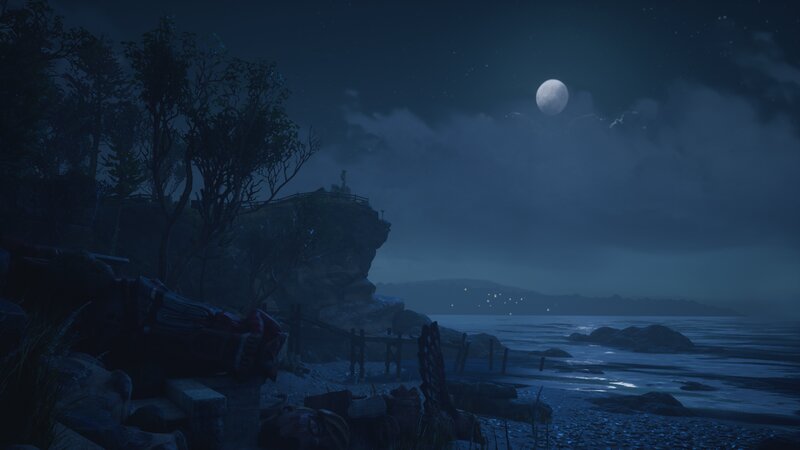 Moonlit Coastal Cliff