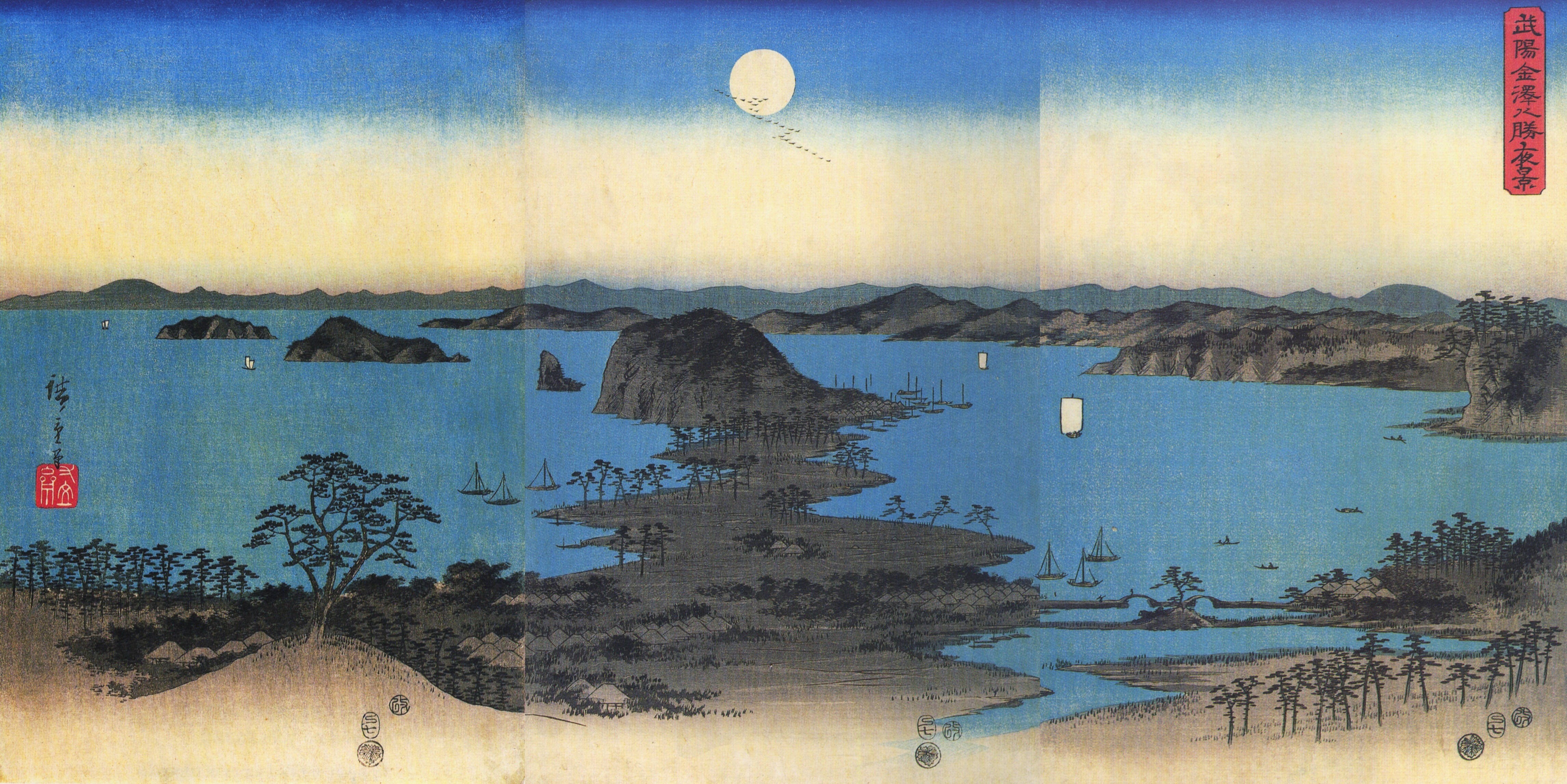 Moonlit coastal landscape