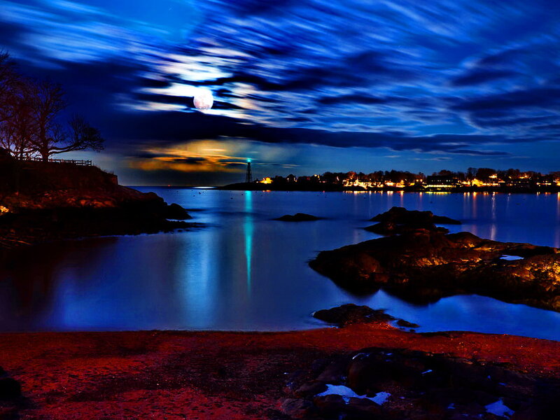 Moonlit Coastal Scene
