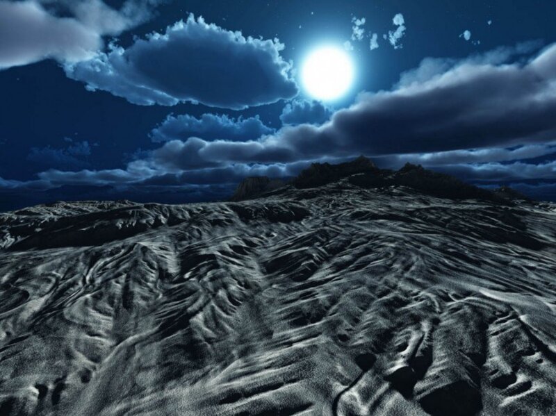 Moonlit Desert Landscape — Blue