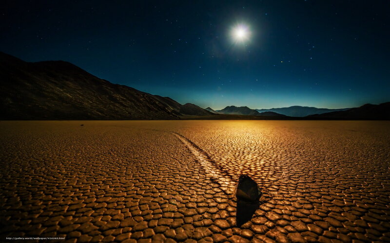 Moonlit desert rock trail
