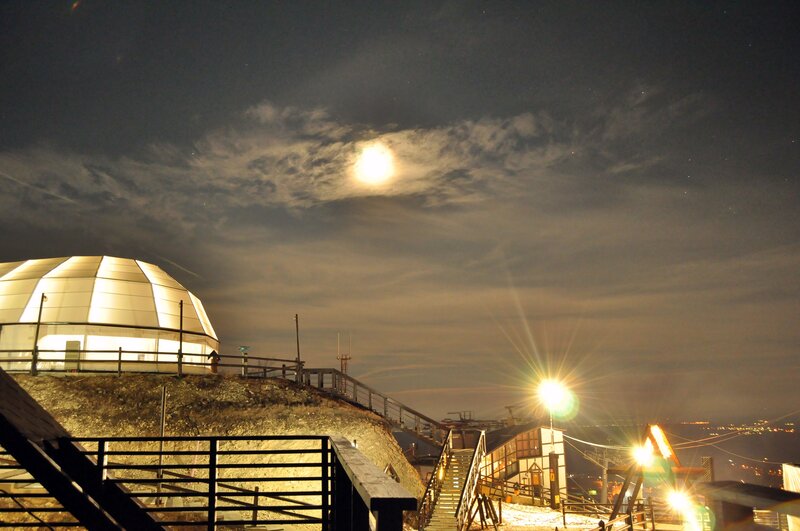 Moonlit dome at night