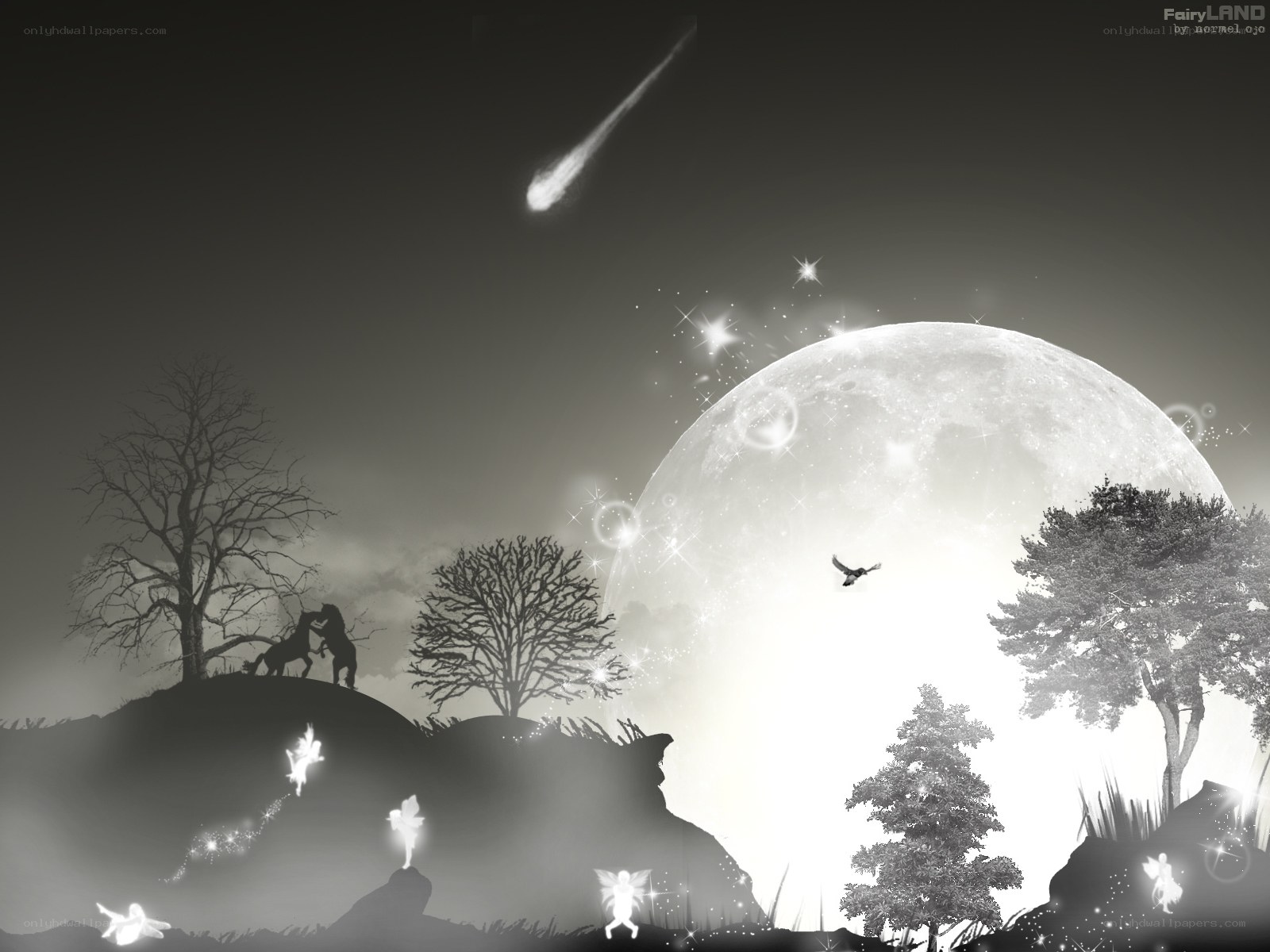 Moonlit fairy landscape