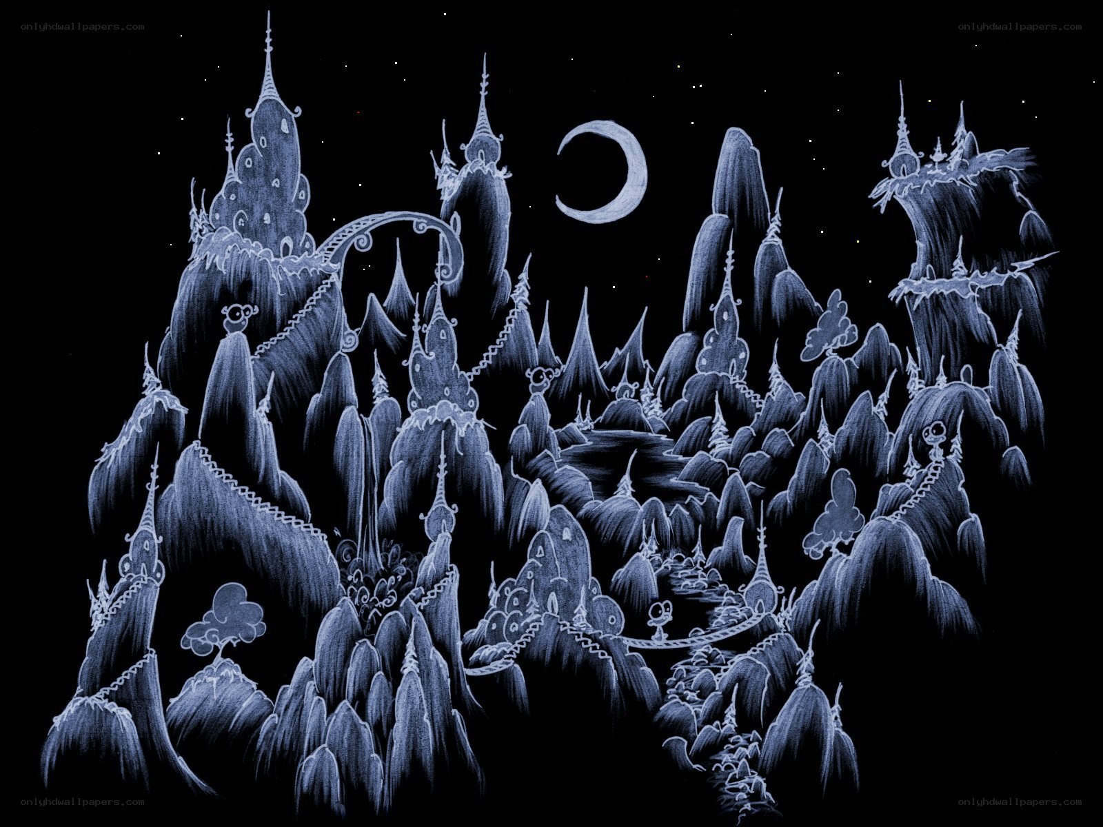 moonlit fantasy castle landscape