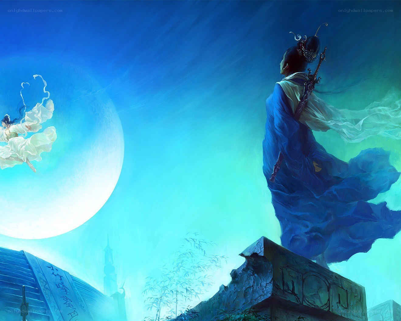 Moonlit fantasy figures