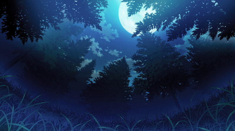 Moonlit Forest at Night — Blue, Serene