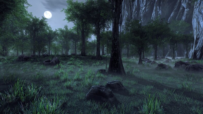 Moonlit Forest Clearing — Green