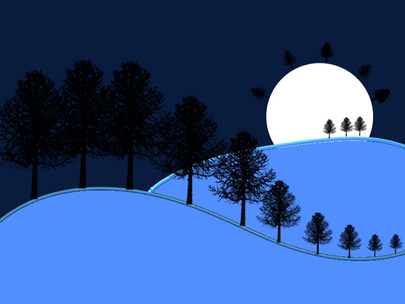 Moonlit forest landscape