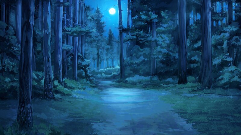 Moonlit Forest Path — Blue