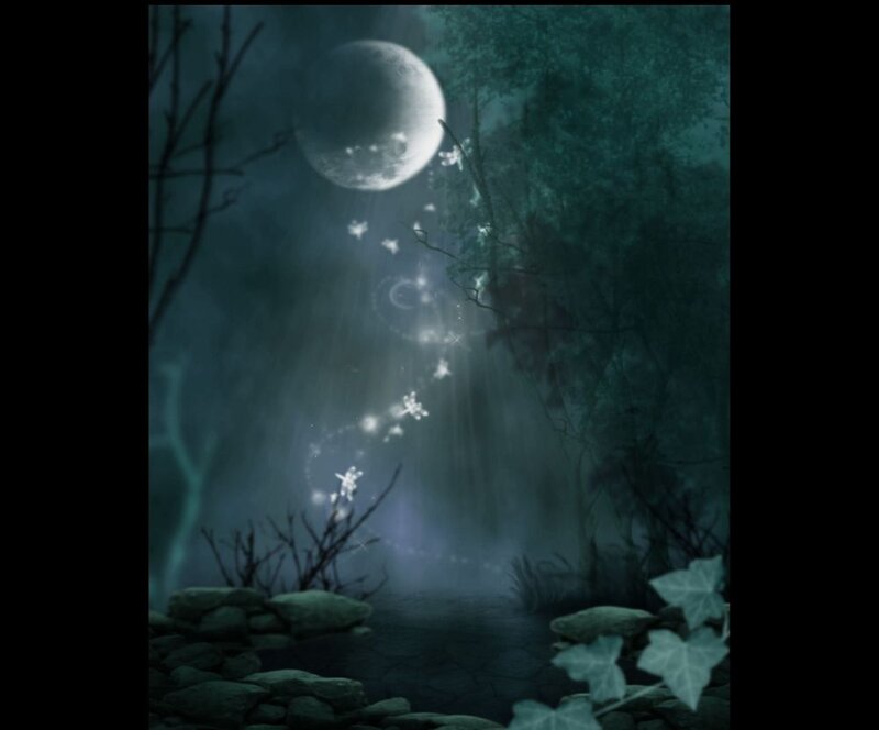 Moonlit Forest Path — Green