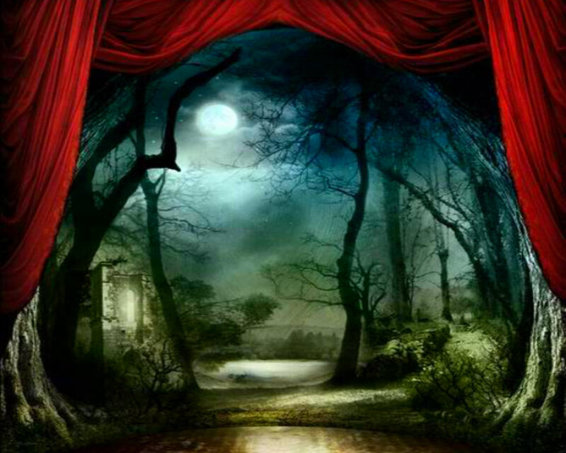 Moonlit Forest Path — Red