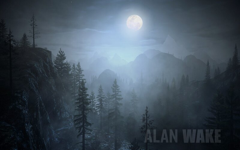 Moonlit Forest Valley — Blue, Mysterious