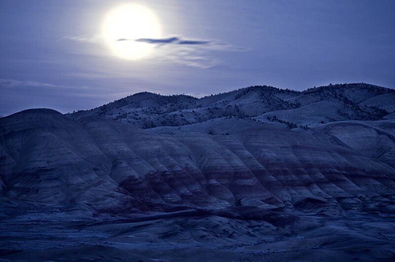 Moonlit Hills at Night
