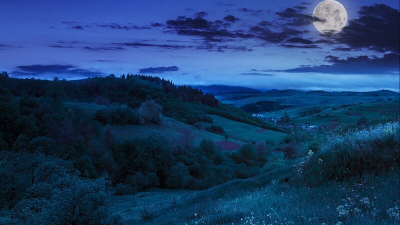 Moonlit Hills Landscape