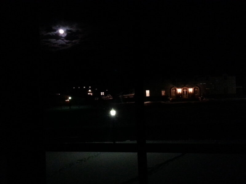 Moonlit House at Night