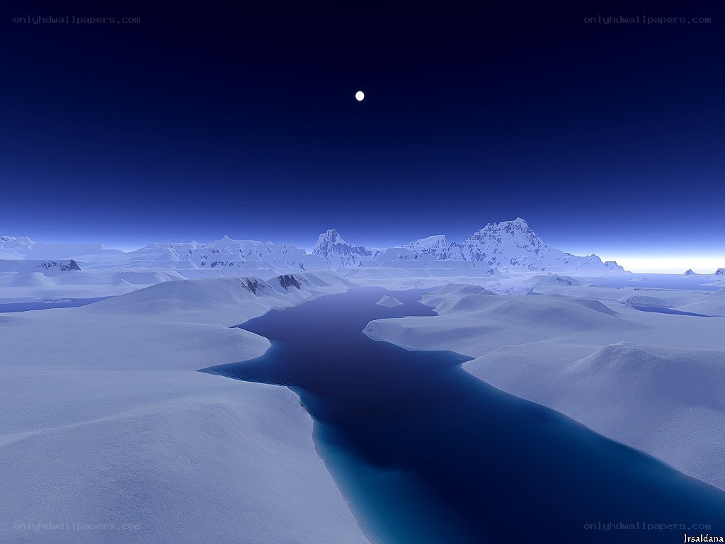 Moonlit ice landscape
