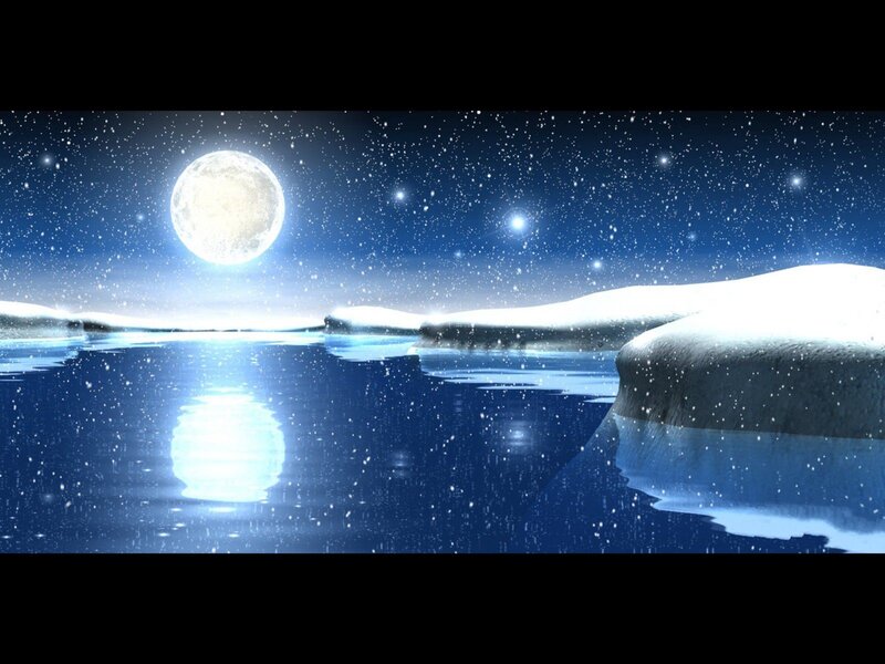 Moonlit Icy Landscape — Blue, Serene