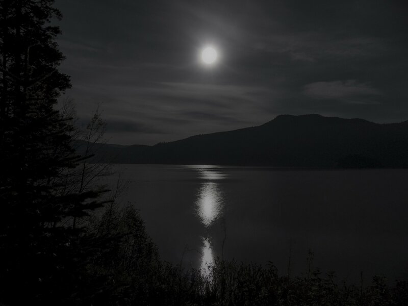 Moonlit Lake at Night — Black