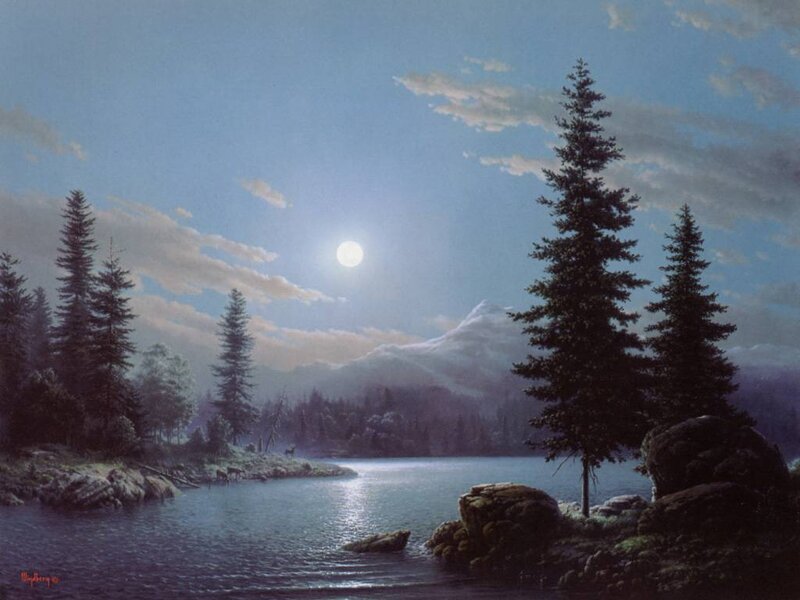 Moonlit Lake Landscape