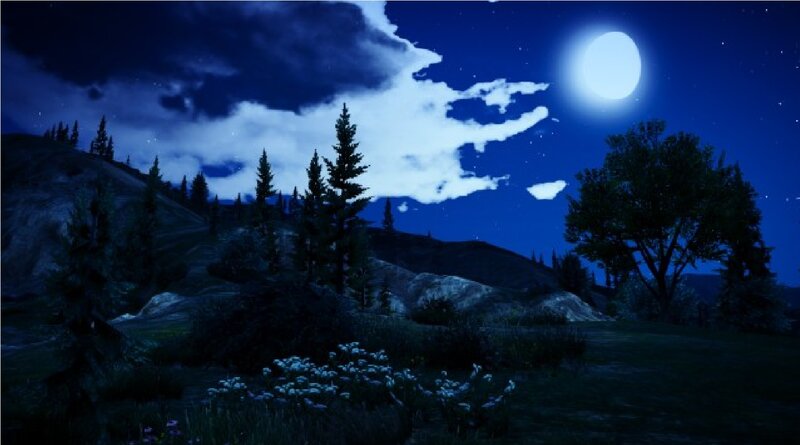 Moonlit Landscape at Night
