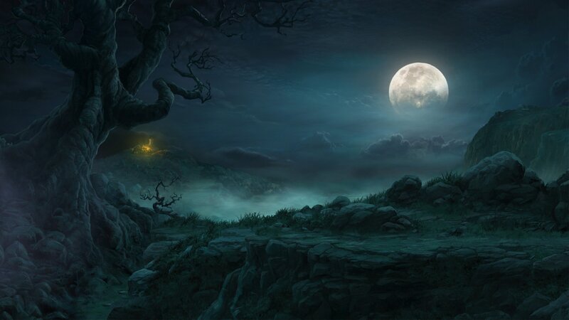 Moonlit Landscape — Blue, Dark, Night