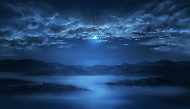 Moonlit Landscape — Blue, Serene