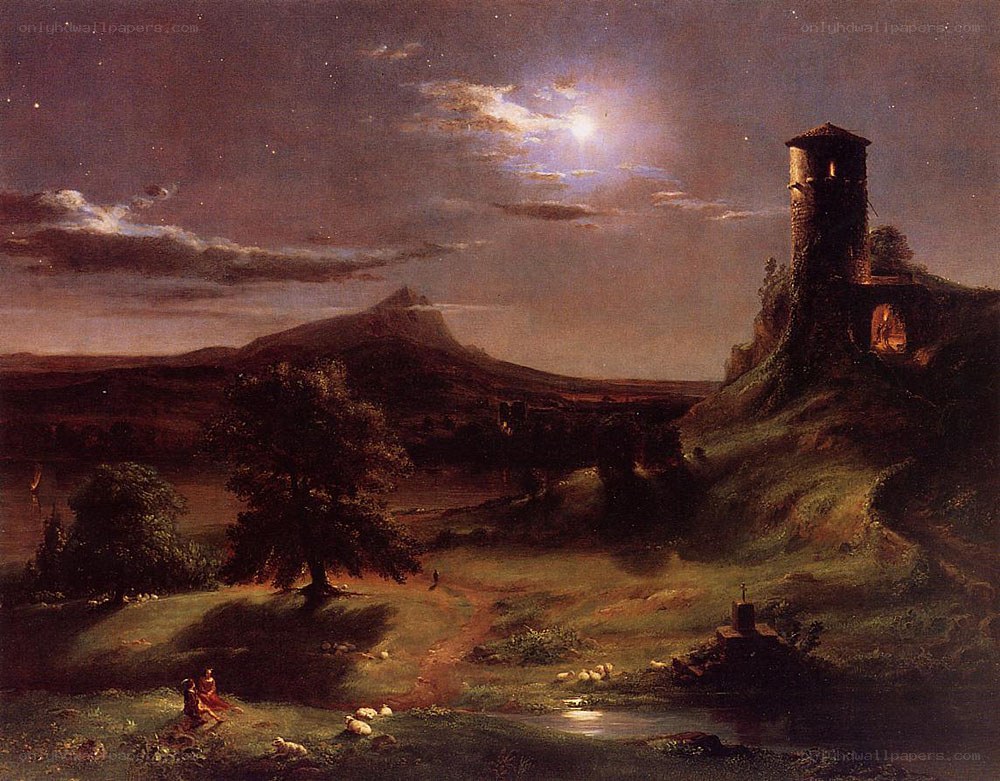 Moonlit Landscape with Ruins