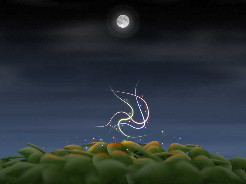 Moonlit leafy landscape