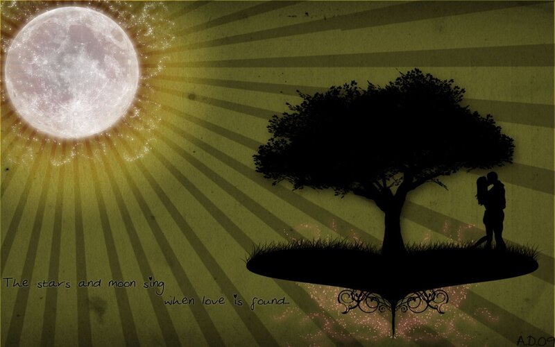 moonlit love under a tree