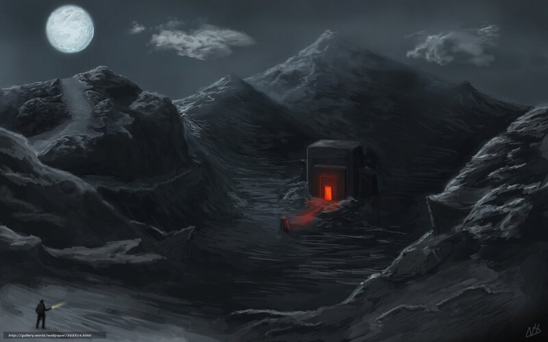 moonlit mountain cave